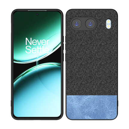 Mobizang Soft Fabric & Leather Hybrid Protective Back Cover for OnePlus Nord 4 | Shockproof Slim Hard Anti Slip Back Case (Black,Blue)