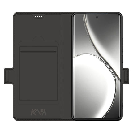 Mobizang Noble Slim Magnetic Leather Flip Case Cover for Realme GT 6 / GT 6T | Card Holder Stand Flip Wallet Case (Black)