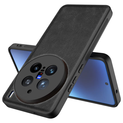 Mobizang Tux Leather Back Cover for Vivo X200 Pro (5G) | Slim Shockproof Camera Protection Bumper Case (Black)