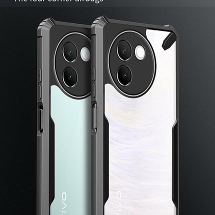 Mobizang Bull Clear Back Cover for Vivo V30E (5G) | [Military Grade Protection] Shock Proof Slim Hybrid Bumper Case (Black)