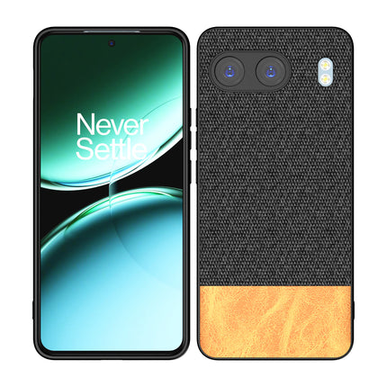 Mobizang Soft Fabric & Leather Hybrid Protective Back Cover for OnePlus Nord 4 | Shockproof Slim Hard Anti Slip Back Case (Black,Brown)