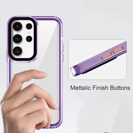 Mobizang Warrior Acrylic Clear Back Cover For Samsung Galaxy S25 Ultra | Slim Shockproof [Military Grade Protection] Hybrid Bumper Case (Purple Sides)