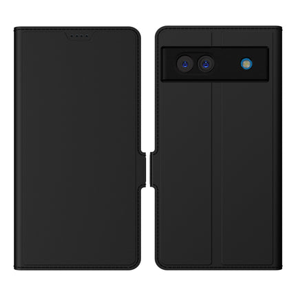 Mobizang Noble Slim Magnetic Leather Flip Case Cover for Google Pixel 8A | Card Holder Stand Flip Wallet Case (Black)