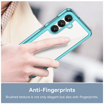 Mobizang Unicorn Acrylic Clear Back Cover For Samsung Galaxy S25 Plus | Slim Shockproof [Military Grade Protection] Hybrid Bumper Case (Blue Sides)