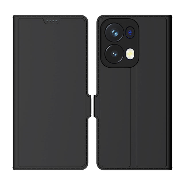 Mobizang Noble Slim Magnetic Leather Flip Case Cover for Oppo Reno 13 Pro | Card Holder Stand Flip Wallet Case (Black)