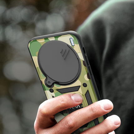 Mobizang Tank Back Cover for Vivo X200 (5G) | Inbuilt Ring + Slider Shockproof Lens Protection Bumper Back Case (Green)