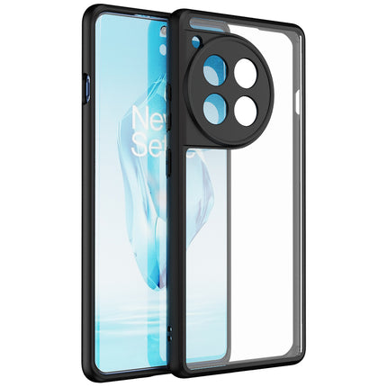Mobizang Hawkeye Clear Back Cover for OnePlus 12R | Camera Lens Protector Shockproof Slim Clear Case Cover (Black Sides)