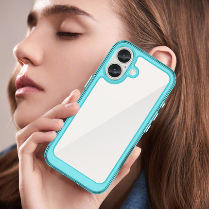 Mobizang Unicorn Acrylic Clear Back Cover For Apple iPhone 16 | Slim Shockproof [Military Grade Protection] Hybrid Bumper Case (Blue Sides)