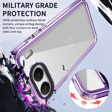 Mobizang Warrior Acrylic Clear Back Cover For OnePlus Nord 4 | Slim Shockproof [Military Grade Protection] Hybrid Bumper Case (Purple Sides)