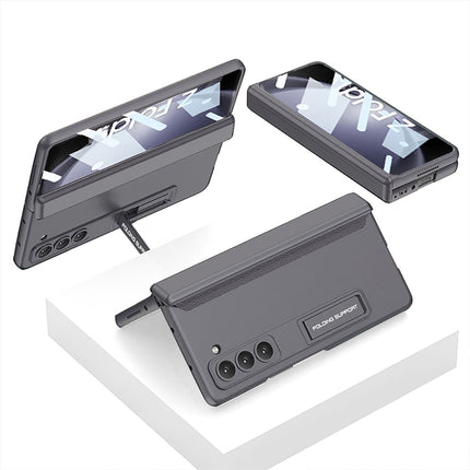 Mobizang Magnetic Hinge With Inbuilt Stand Case for Samsung Galaxy Z Fold 6 | Shockproof Stand Hybrid Bumper Back Cover (Grey)