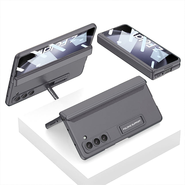 Mobizang Magnetic Hinge With Inbuilt Stand Case for Samsung Galaxy Z Fold 6 | Shockproof Stand Hybrid Bumper Back Cover (Grey)
