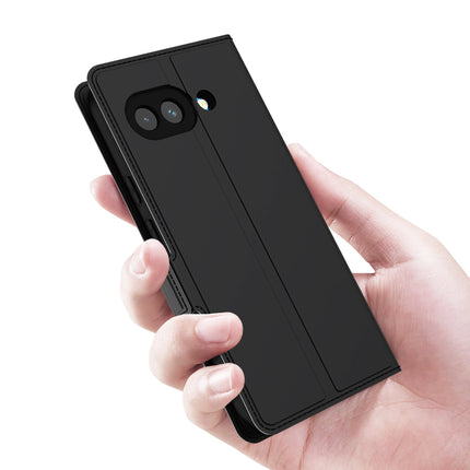 Mobizang Noble Slim Magnetic Leather Flip Case Cover for Google Pixel 9A | Card Holder Stand Flip Wallet Case (Black)
