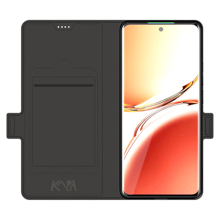 Mobizang Noble Slim Magnetic Leather Flip Case Cover for Oppo F27 Pro / Oppo F27 Pro Plus | Card Holder Stand Flip Wallet Case (Black)