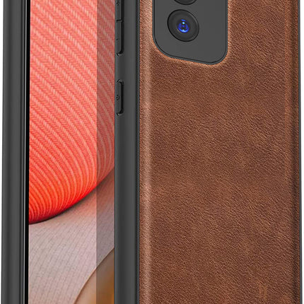 Mobizang Tux Leather Back Cover for Oppo Reno 12 Pro (5G) | Slim Shockproof Camera Protection Bumper Case (Brown)