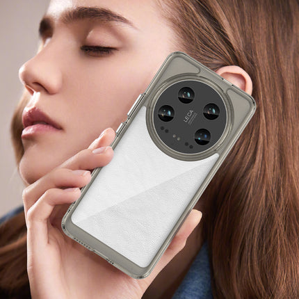 Mobizang Unicorn Acrylic Clear Back Cover For Xiaomi 14 ULTRA (5G) | Slim Shockproof [Military Grade Protection] Hybrid Bumper Case (Grey Sides)