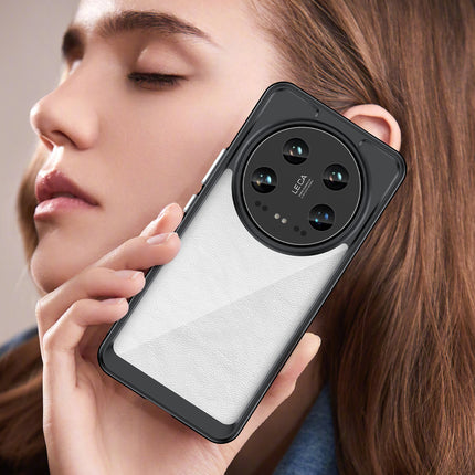 Mobizang Unicorn Acrylic Clear Back Cover For Xiaomi 14 ULTRA (5G) | Slim Shockproof [Military Grade Protection] Hybrid Bumper Case (Black Sides)