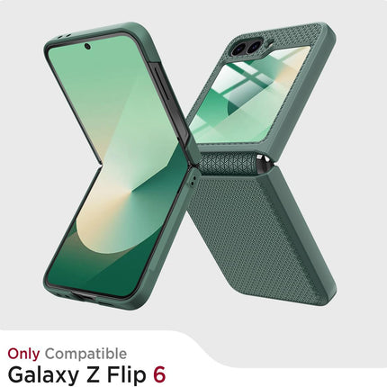 Mobizang Textured Grip Hinge Protection Back Cover for Samsung Galaxy Z Flip6 / Z Flip 6 | with [Inbuilt Glass] Full Body Shockproof Hard Back Case (Green)