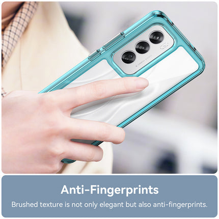 Mobizang Unicorn Acrylic Clear Back Cover For Oppo Reno 12 (5G) | Slim Shockproof [Military Grade Protection] Hybrid Bumper Case (Blue Sides)