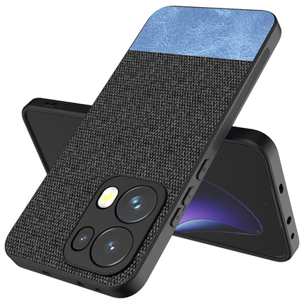 Mobizang Soft Fabric & Leather Hybrid Protective Back Cover for Oppo Reno 13 Pro | Shockproof Slim Hard Anti Slip Back Case (Black,Blue)