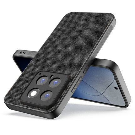 Mobizang Soft Full Fabric Protective Back Case Cover for Xiaomi 14 (5G) | Shockproof Slim Hard Anti Slip Back Case (Black)
