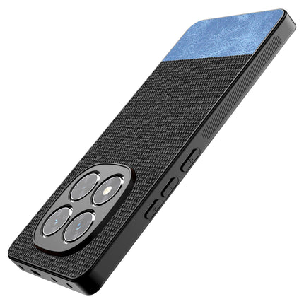 Mobizang Soft Fabric & Leather Hybrid Protective Back Cover for Redmi Note 14 Pro Plus | Shockproof Slim Hard Anti Slip Back Case (Black,Blue)