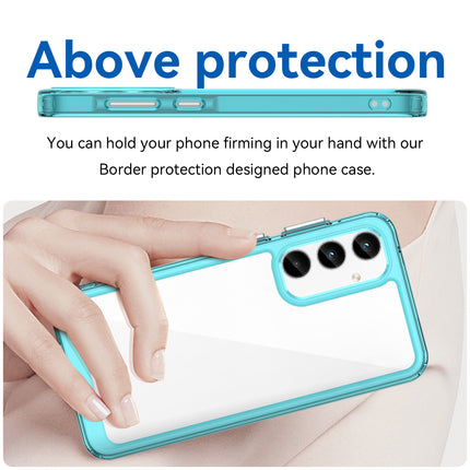 Mobizang Unicorn Acrylic Clear Back Cover For Samsung Galaxy A55 (5G) | Slim Shockproof [Military Grade Protection] Hybrid Bumper Case (Blue Sides)