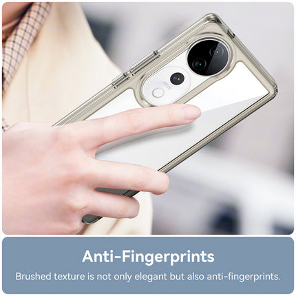 Mobizang Unicorn Acrylic Clear Back Cover For Vivo V40 / Vivo V40 Pro (5G) | Slim Shockproof [Military Grade Protection] Hybrid Bumper Case (Grey Sides)