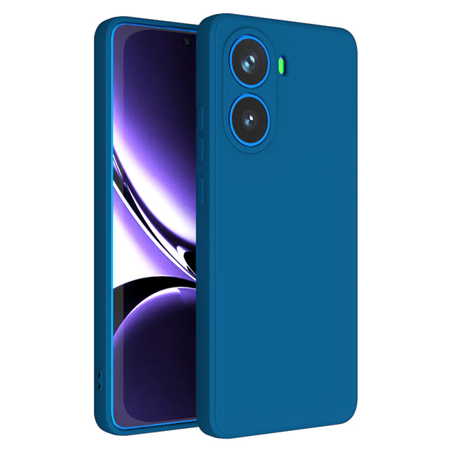 Mobizang Matte Protective Lens Flexible Back Cover for Poco X7 Pro 5G | Slim Silicone with Soft Lining Shockproof Full Body Bumper Case (Blue)