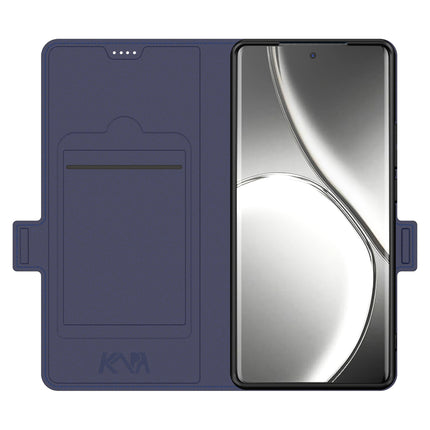 Mobizang Noble Slim Magnetic Leather Flip Case Cover for Realme GT 6 / GT 6T | Card Holder Stand Flip Wallet Case (Blue)