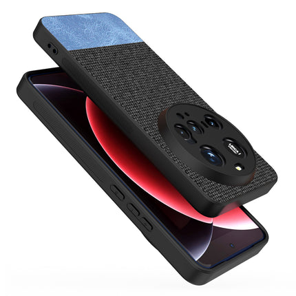 Mobizang Soft Fabric & Leather Hybrid Protective Back Cover for Xiaomi 15 Ultra | Shockproof Slim Hard Anti Slip Back Case (Black,Blue)