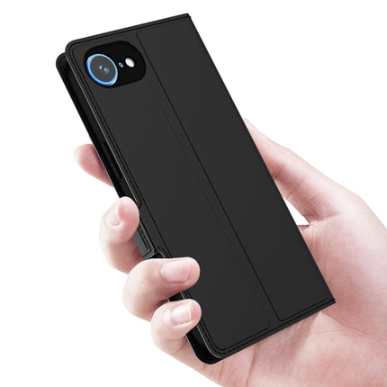 Mobizang Noble Slim Magnetic Leather Flip Case Cover for Apple iPhone 16E | Card Holder Stand Flip Wallet Case (Black)