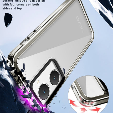 Mobizang Warrior Acrylic Clear Back Cover For Iqoo Z9 Lite | Slim Shockproof [Military Grade Protection] Hybrid Bumper Case (Grey Sides)