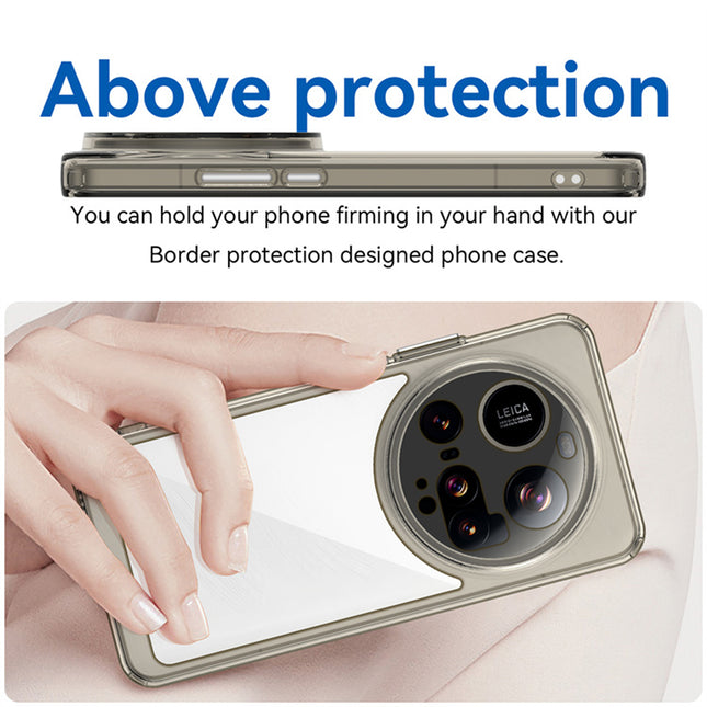 Mobizang Unicorn Acrylic Clear Back Cover For Xiaomi 15 Ultra | Slim Shockproof [Military Grade Protection] Hybrid Bumper Case (Grey Sides)