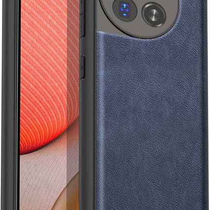 Kapa Tux Leather Back Cover for Oneplus 12 | Slim Shockproof Camera Protection Bumper Case (Blue)