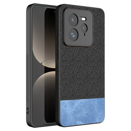 Mobizang Soft Fabric & Leather Hybrid Protective Back Cover for Realme GT 7 PRO | Shockproof Slim Hard Anti Slip Back Case (Black,Blue)