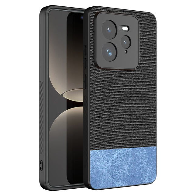Mobizang Soft Fabric & Leather Hybrid Protective Back Cover for Realme GT 7 PRO | Shockproof Slim Hard Anti Slip Back Case (Black,Blue)