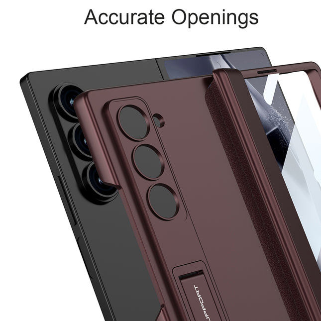 Mobizang Magnetic Hinge With Inbuilt Stand Case for Samsung Galaxy Z Fold 5 | Shockproof Stand Hybrid Bumper Back Cover (Wine Red)