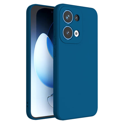 Mobizang Matte Protective Lens Flexible Back Cover for Oppo Reno 13 5G | Slim Silicone with Soft Lining Shockproof Full Body Bumper Case (Blue)