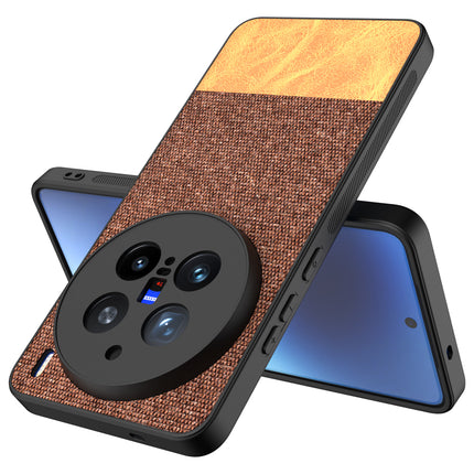 Mobizang Soft Fabric & Leather Hybrid Protective Back Cover for Vivo X200 Pro (5G) | Shockproof Slim Hard Anti Slip Back Case (Brown)