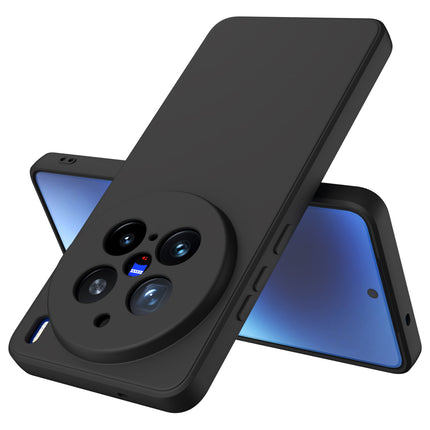 Mobizang Matte Protective Lens Flexible Back Cover for Vivo X200 Pro (5G) | Slim Silicone with Soft Lining Shockproof Full Body Bumper Case (Black)