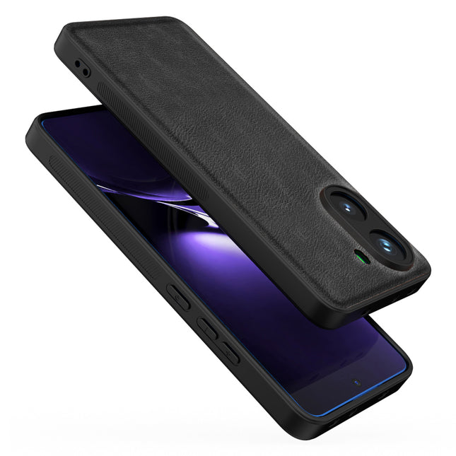 Mobizang Tux Leather Back Cover for Poco X7 Pro 5G | Slim Shockproof Camera Protection Bumper Case (Black)