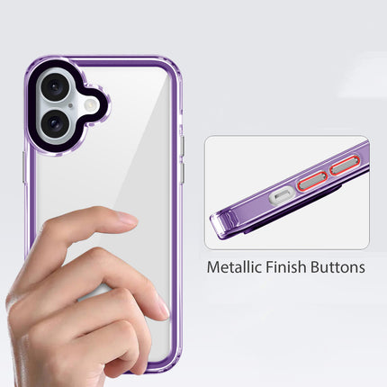 Mobizang Warrior Acrylic Clear Back Cover For Apple iPhone 16 Plus | Slim Shockproof [Military Grade Protection] Hybrid Bumper Case (Purple Sides)