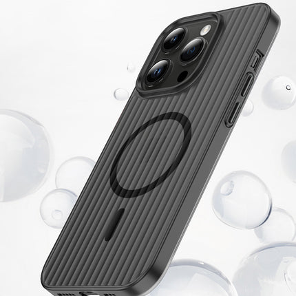 Mobizang Matte Magnetic Wave Grip Back Cover for Apple iPhone 16 | [MagSafe Compatible] Wireless charging, Slim, Metal Buttons, Frosted Back Case (Grey)