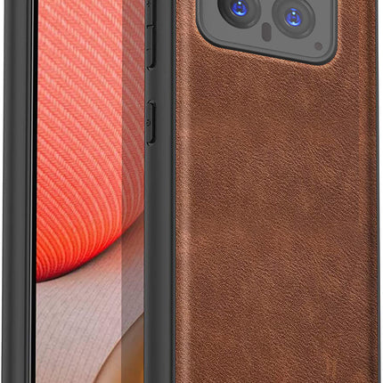 Mobizang Tux Leather Back Cover for Xiaomi 14 (5G) | Slim Shockproof Camera Protection Bumper Case (Brown)