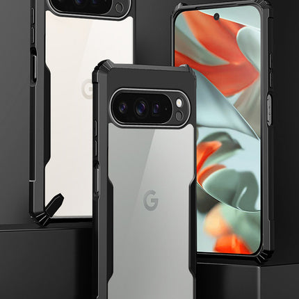 Mobizang Bull Clear Back Cover for Google Pixel 9 PRO XL | [Military Grade Protection] Shock Proof Slim Hybrid Bumper Case (Black)