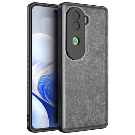 Mobizang Tux Leather Back Cover for Vivo V40E / iQOO Z9S | Slim Shockproof Camera Protection Bumper Case (Grey)