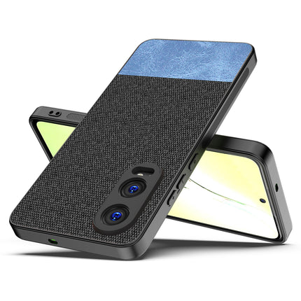 Mobizang Soft Fabric & Leather Hybrid Protective Back Cover for OnePlus Nord CE 4 Lite | Shockproof Slim Hard Anti Slip Back Case (Black,Blue)