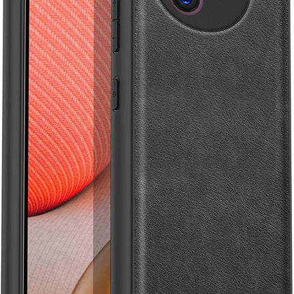 Mobizang Tux Leather Back Cover for Vivo V30E (5G) | Slim Shockproof Camera Protection Bumper Case (Black)