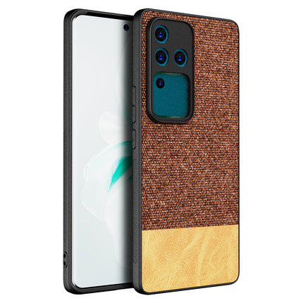 Mobizang Soft Fabric & Leather Hybrid Protective Back Cover for Vivo V30 Pro (5G) | Shockproof Slim Hard Anti Slip Back Case (Brown)