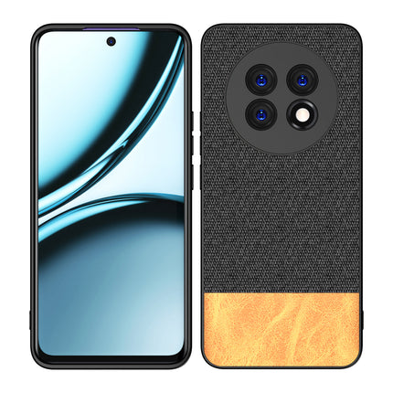Mobizang Soft Fabric & Leather Hybrid Protective Back Cover for Realme 13 PRO / 13 PRO PLUS | Shockproof Slim Hard Anti Slip Back Case (Black,Brown)